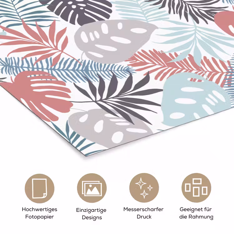 Inductie beschermer - Bladeren - Pastel - Jungle - Afdekplaat voor kookplaat poster papier klein -tcloseup_DE