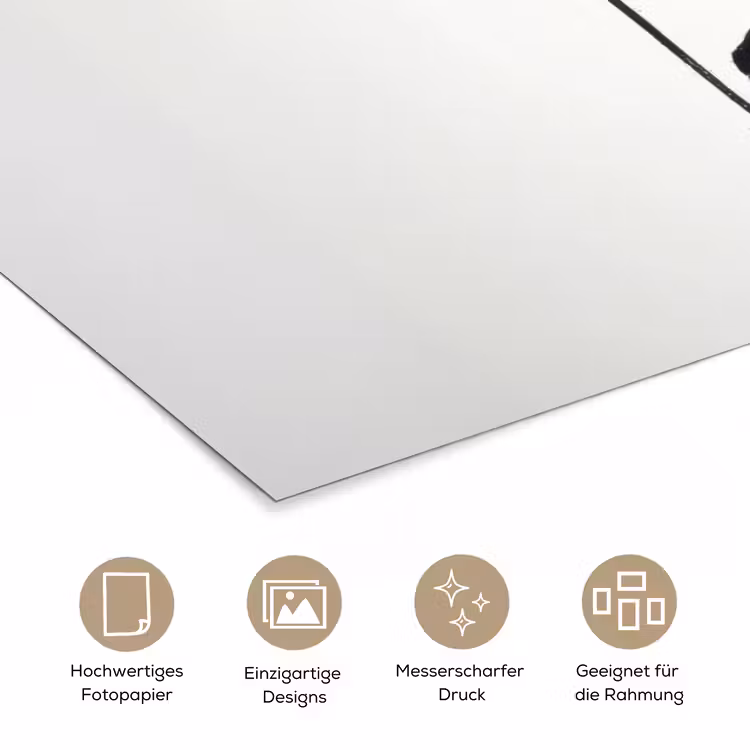 Bladeren - Zwart - Lotusbloem - Minimalitisch poster papier klein -tcloseup_DE