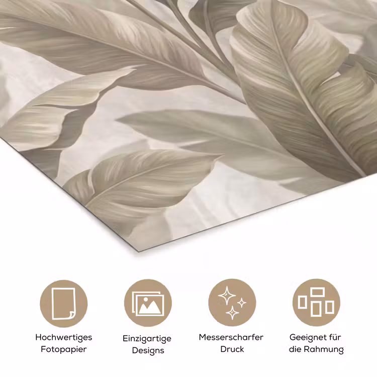 Bladeren - Tropisch - Natuur - Abstract - Beige poster papier klein -tcloseup_DE