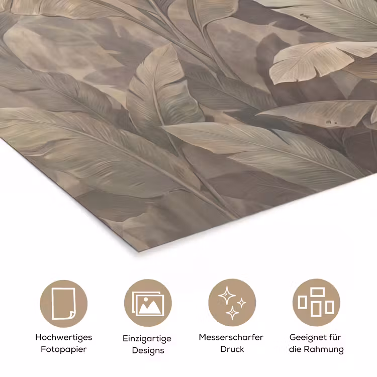 Bladeren - Tropisch - Natuur - Modern - Beige poster papier klein -tcloseup_DE