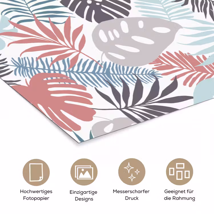Bladeren - Tropical - Pastel - Jungle poster papier klein -tcloseup_DE