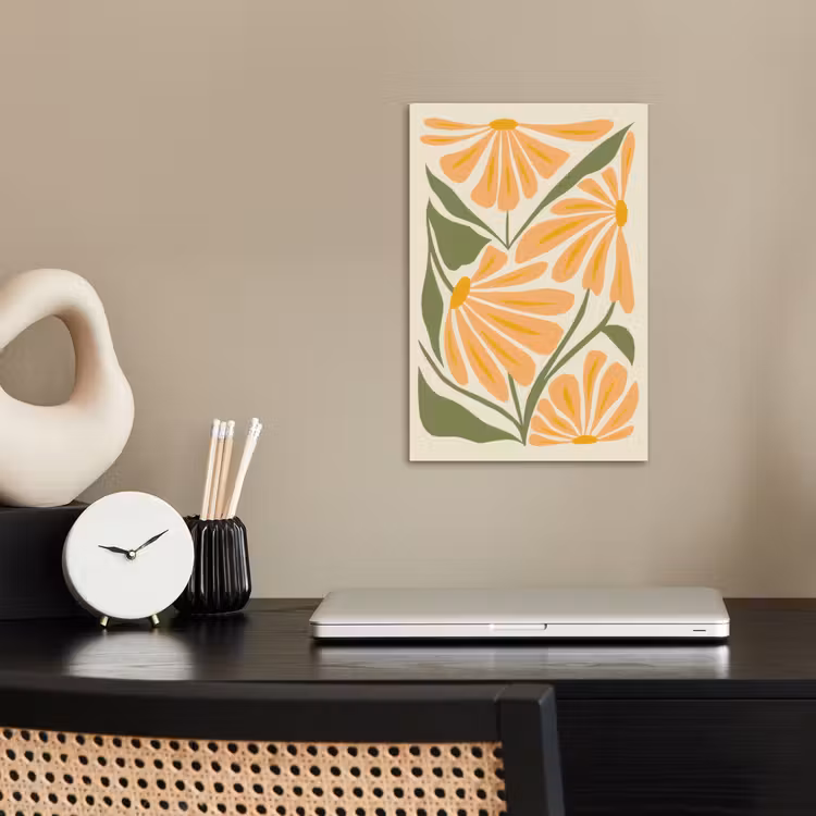 Blaadjes - Zachtoranje - Bloemen poster papier klein -sfeer1
