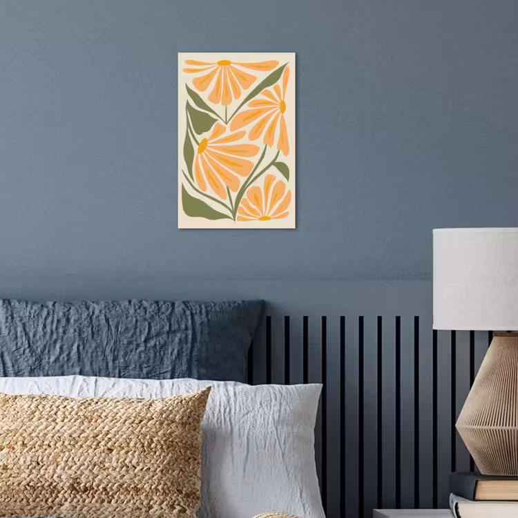 Blaadjes - Zachtoranje - Bloemen poster papier klein -sfeer2