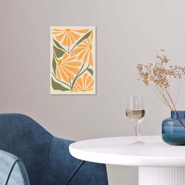 Blaadjes - Zachtoranje - Bloemen poster papier klein -sfeer3