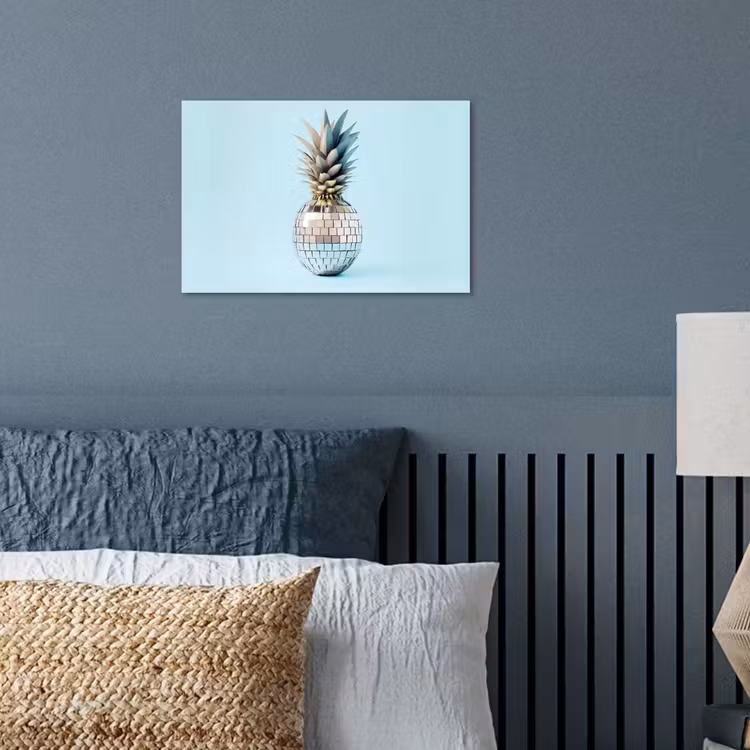 Blauw - Ananas - Disco - Discobal poster papier klein -sfeer2