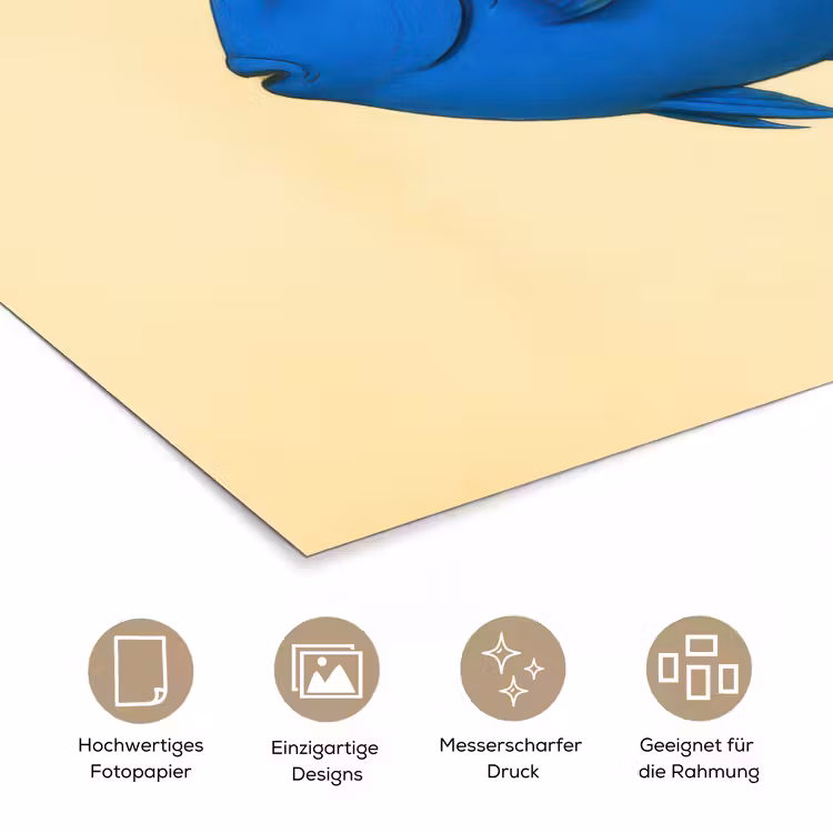 Blauw - Dory - Vis - Staartvin poster papier klein -tcloseup_DE