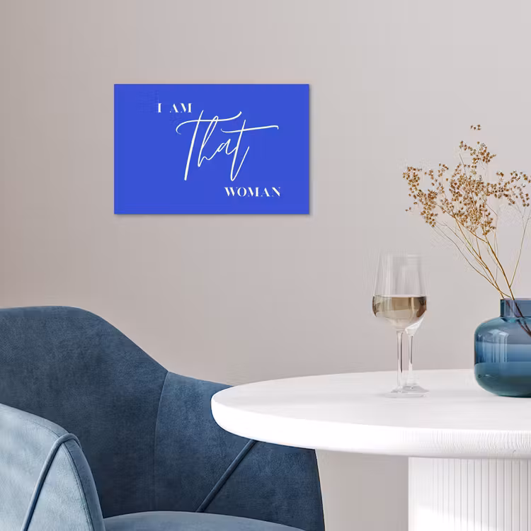 Blauw - I am that woman - Sierlijk - Minimalistisch poster papier klein -sfeer3