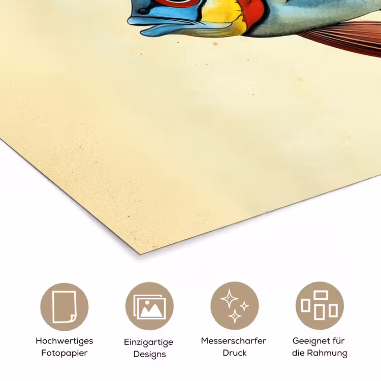Blauw - Kieuwen - Vis - Illustratie poster papier klein -tcloseup_DE