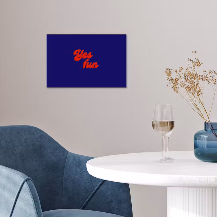 Blauw - Rood - Yes fun - 3D poster papier klein -sfeer3