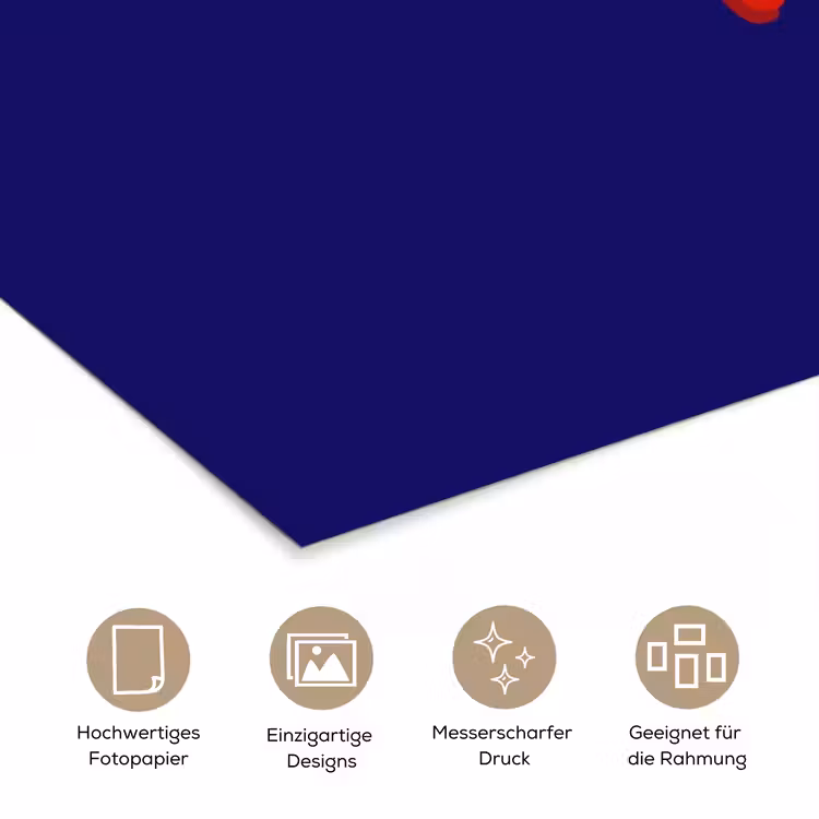 Blauw - Rood - Yes fun - 3D poster papier klein -tcloseup_DE
