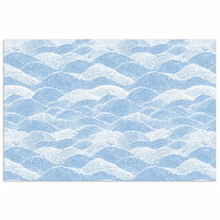 Blauw - Wit - Golven - Getekend poster papier klein 62 -3d