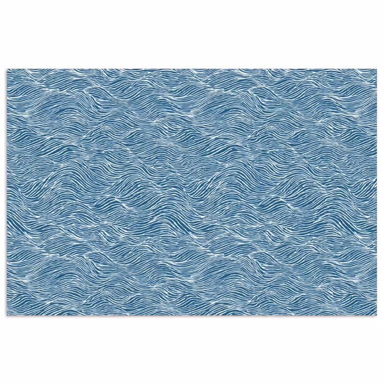 Blauw - Wit - Golven - Getekend - Textuur poster papier klein 62 -3d