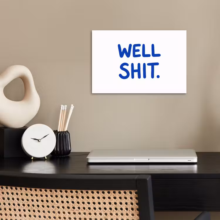 Blauw - Quote - Wit poster papier klein -sfeer1