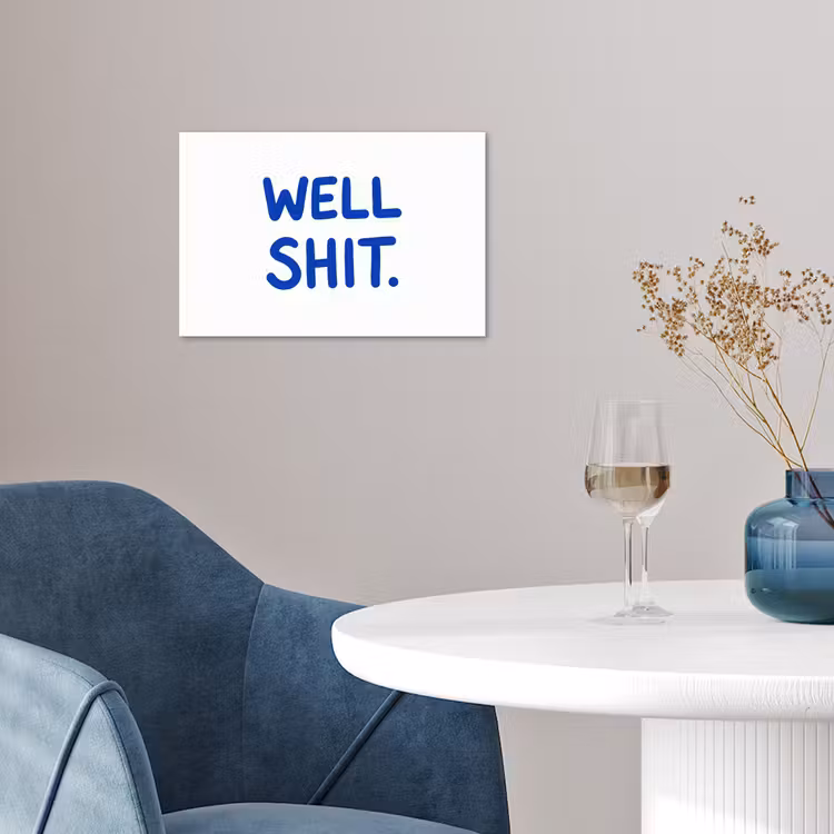Blauw - Quote - Wit poster papier klein -sfeer3