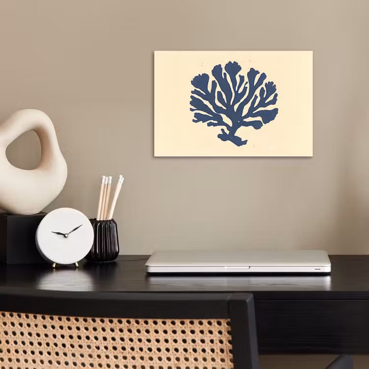 Blauw koraal - Vertakkingen - Beige poster papier klein -sfeer1