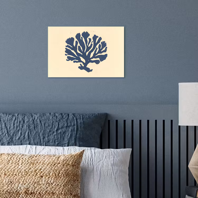 Blauw koraal - Vertakkingen - Beige poster papier klein -sfeer2