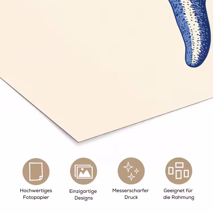 Blauwe zeester - Minimalistisch - Beige poster papier klein -tcloseup_DE