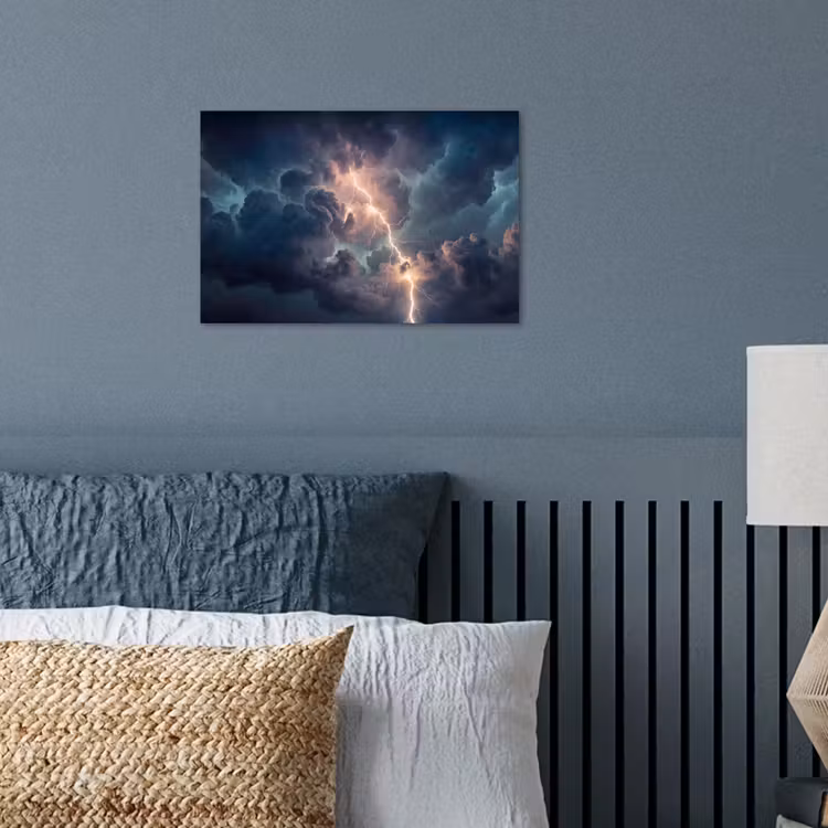 Bliksem - Storm - Natuur - Donker poster papier klein -sfeer2