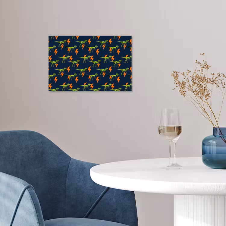 Bliksemschichten - Oranje - Dinosaurussen poster papier klein -sfeer3