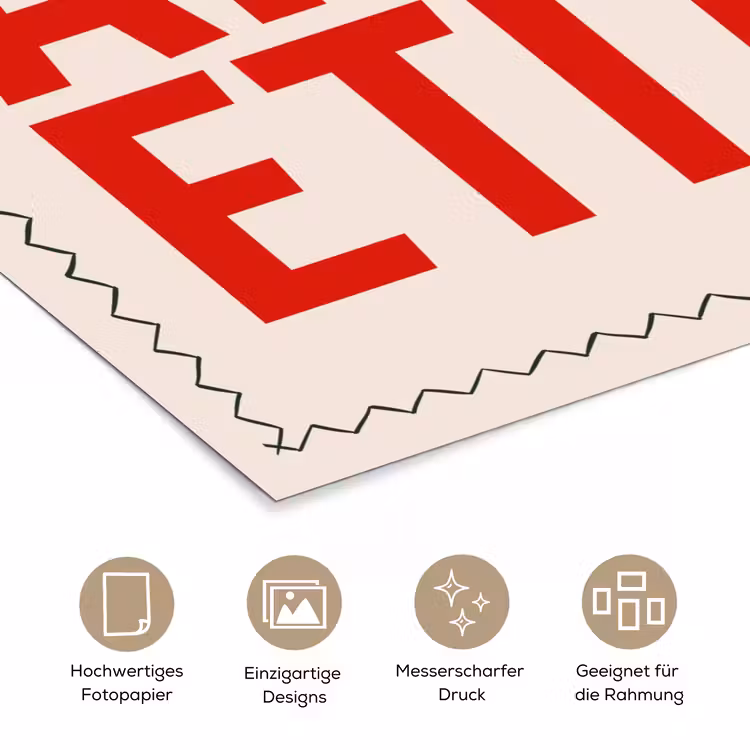 Blokletters - Rood - Kartelrand poster papier klein -tcloseup_DE