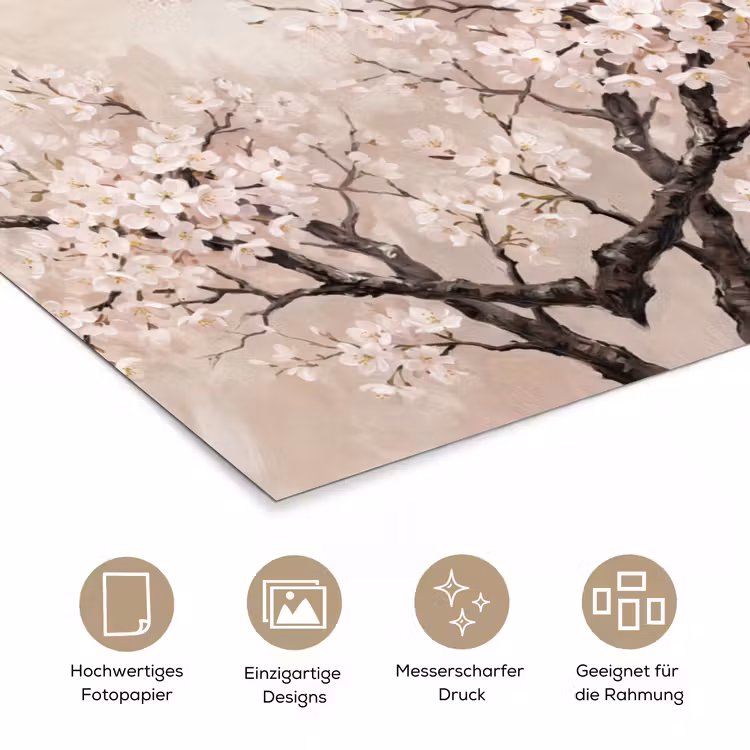Bloesem - Illustratie - Taupe poster papier klein -tcloseup_DE
