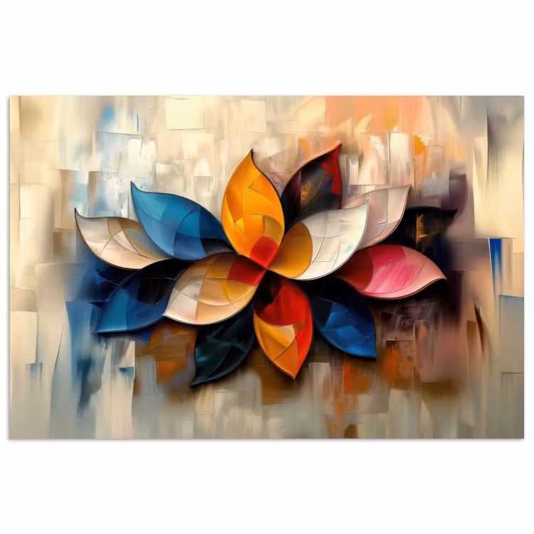 Bloem - Abstract - Kleurrijk - Bladeren poster papier klein -3d