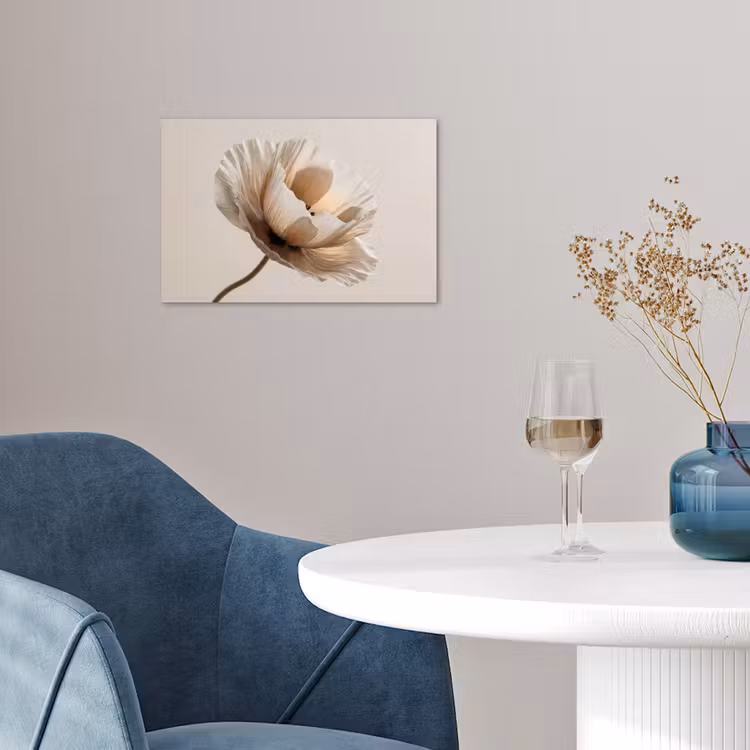 Bloem - Beige - Crème poster papier klein -sfeer3