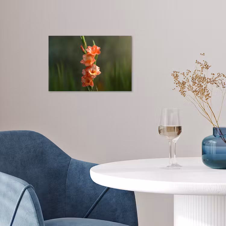Bloem - Gladiolen - Zalmroze poster papier klein -sfeer3