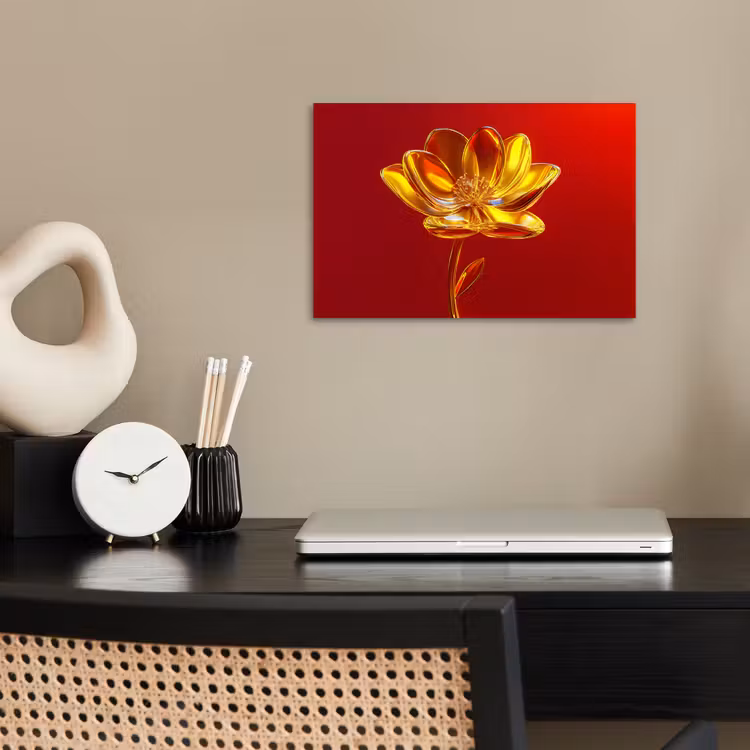 Bloem - Goud - Glazen poster papier klein -sfeer1