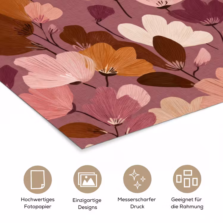Bloem - Patroon - Roze poster papier klein 62 -tcloseup_DE