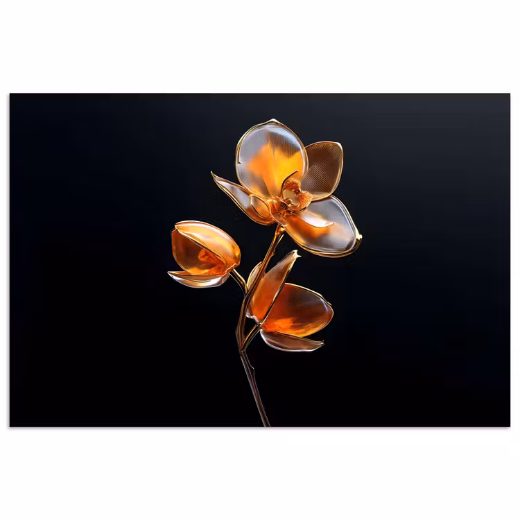 Bloem - Orchidee - Oranje poster papier klein -3d