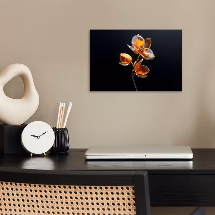Bloem - Orchidee - Oranje poster papier klein -sfeer1