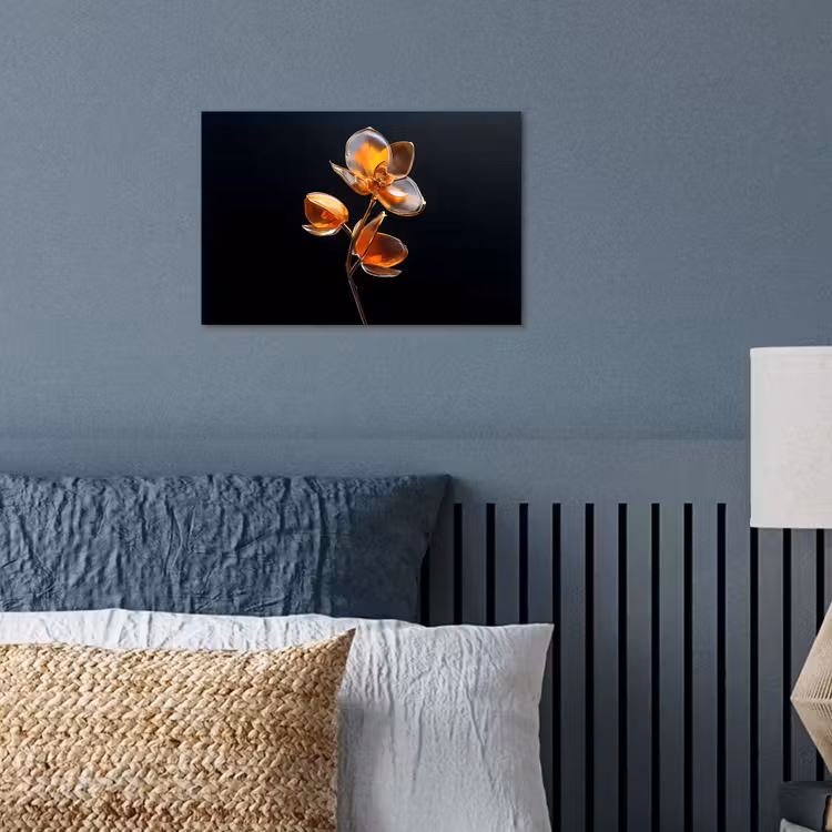 Bloem - Orchidee - Oranje poster papier klein -sfeer2