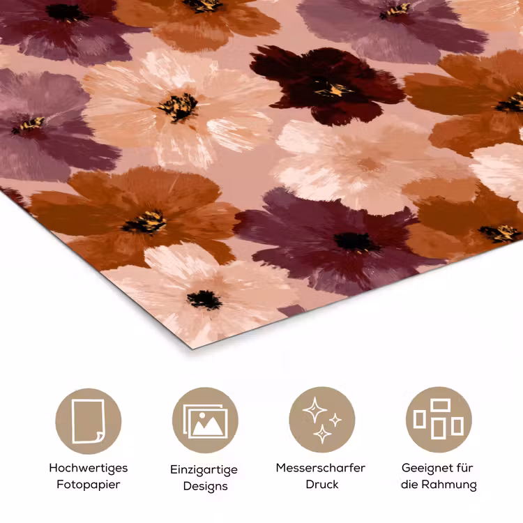 Bloemen - Abstract - Aardetinten poster papier klein 62 -tcloseup_DE