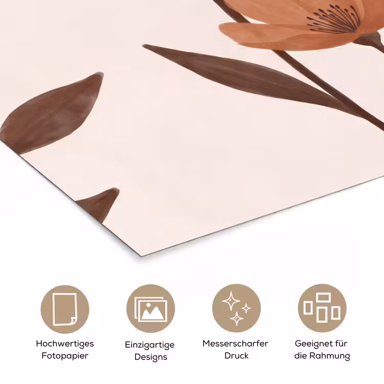 Bloemen - Abstract - Modern - Bruin - Decoratief poster papier klein -tcloseup_DE