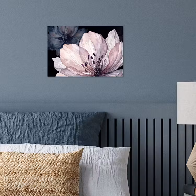 Bloemen - Aquarel - Modern - Roze - Donker poster papier klein -sfeer2
