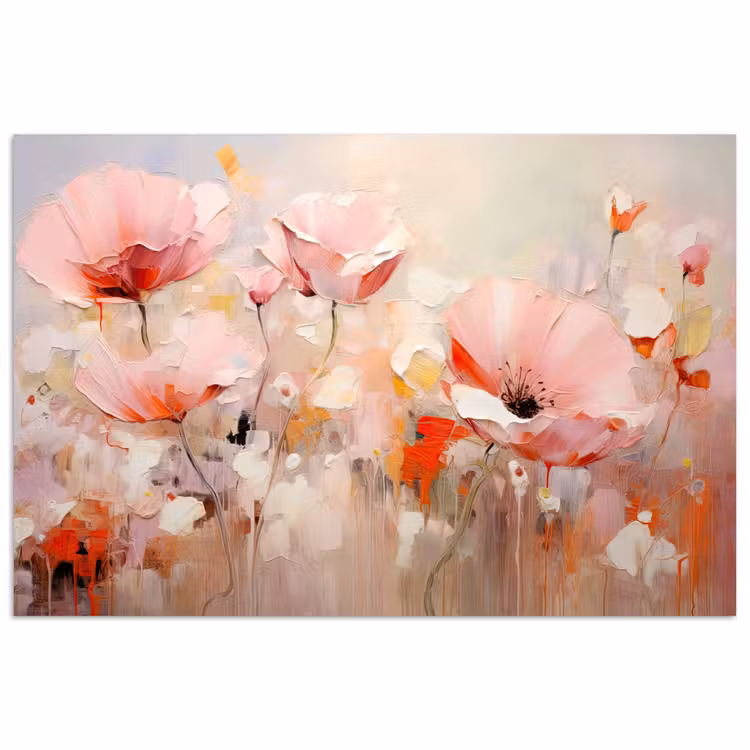 Bloemen - Watercolor - Roze - Abstract - Kunst poster papier klein -3d