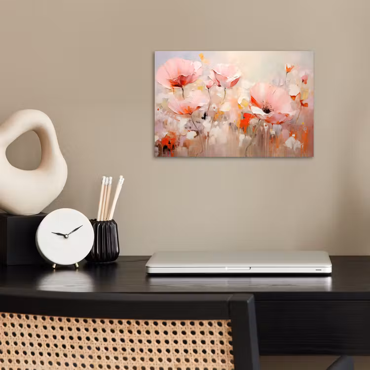 Bloemen - Watercolor - Roze - Abstract - Kunst poster papier klein -sfeer1