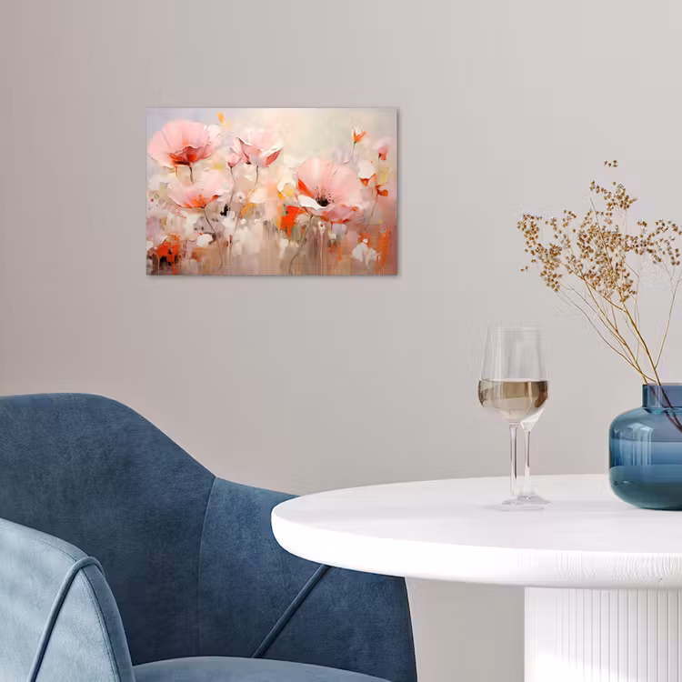 Bloemen - Watercolor - Roze - Abstract - Kunst poster papier klein -sfeer3