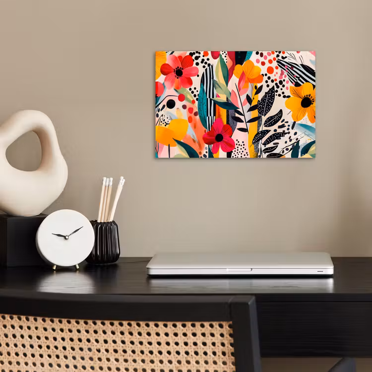 Bloemen - Bladeren - Abstract - Kleurrijk poster papier klein -sfeer1