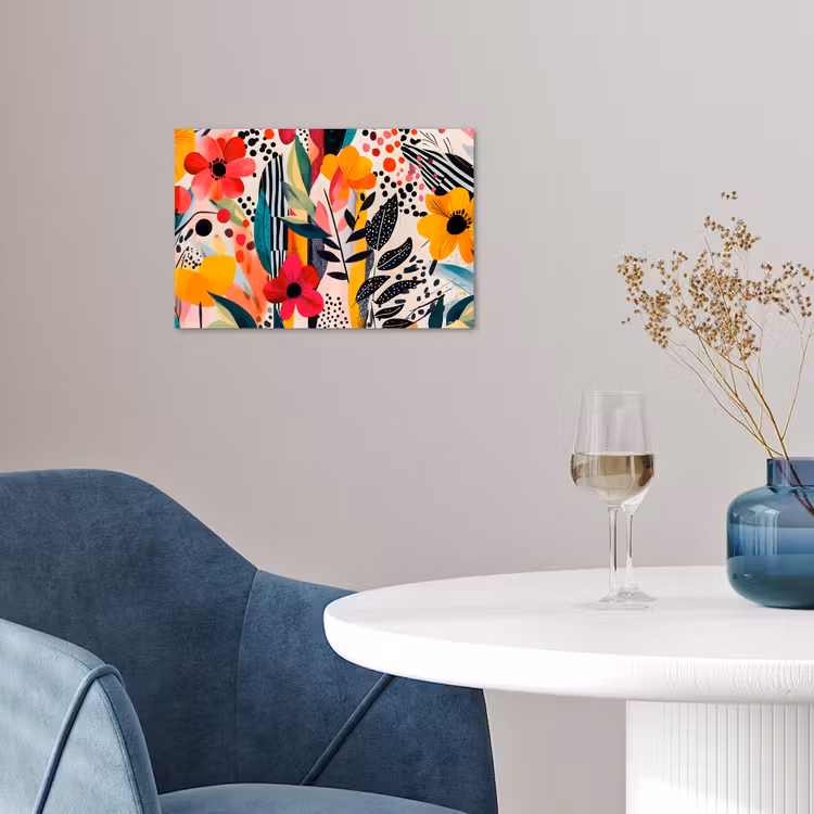 Bloemen - Bladeren - Abstract - Kleurrijk poster papier klein -sfeer3