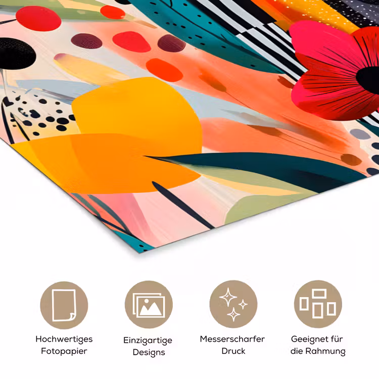 Bloemen - Bladeren - Abstract - Kleurrijk poster papier klein -tcloseup_DE
