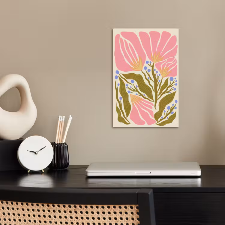 Bloemen - Bladeren - Abstract - Roze poster papier klein -sfeer1