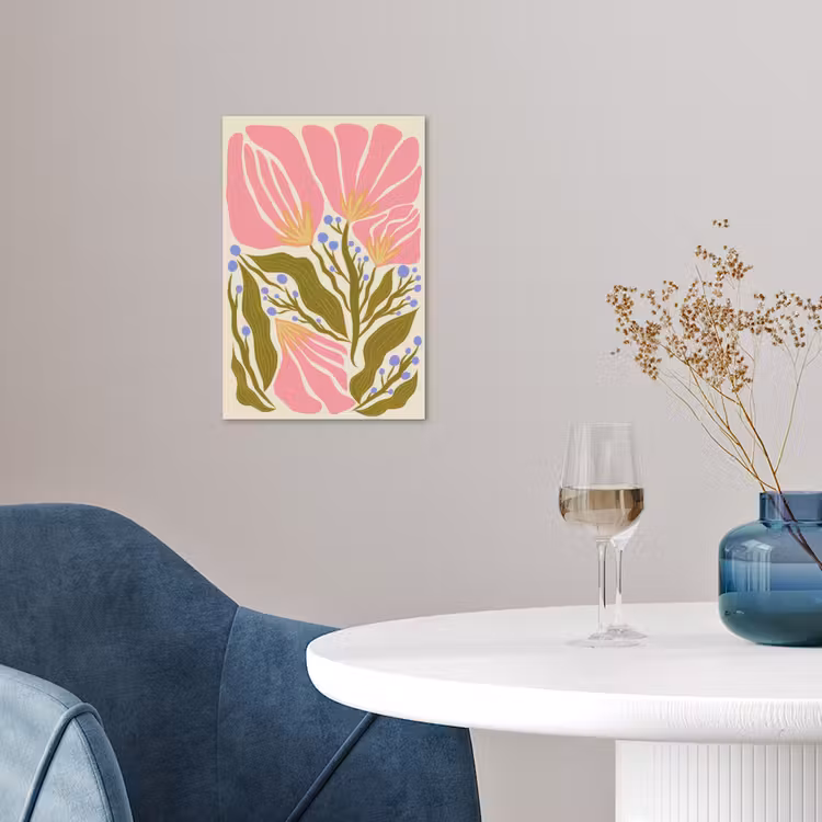 Bloemen - Bladeren - Abstract - Roze poster papier klein -sfeer3
