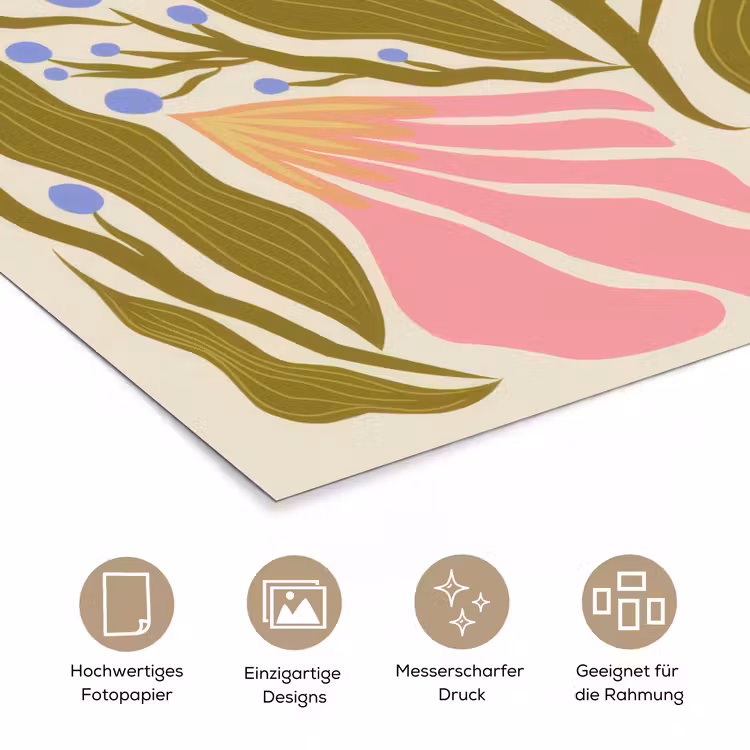 Bloemen - Bladeren - Abstract - Roze poster papier klein -tcloseup_DE