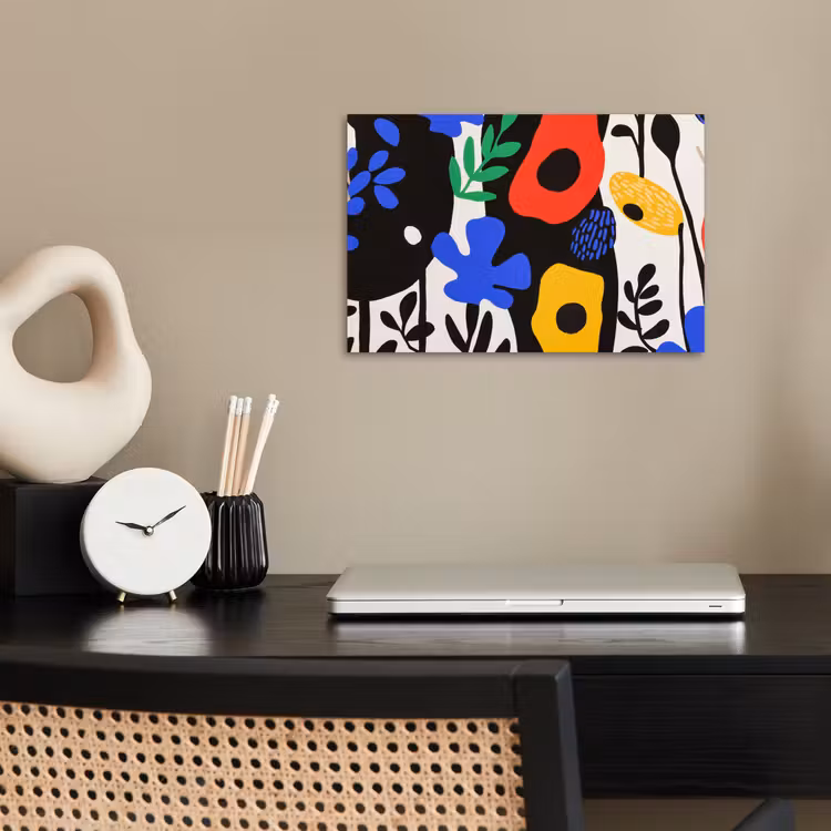 Bloemen - Bladeren - Abstract - Zwart poster papier klein -sfeer1