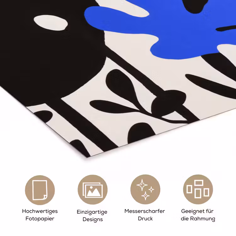Bloemen - Bladeren - Abstract - Zwart poster papier klein -tcloseup_DE
