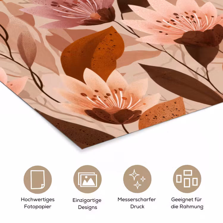Bloemen - Bladeren - Bruin poster papier klein 62 -tcloseup_DE