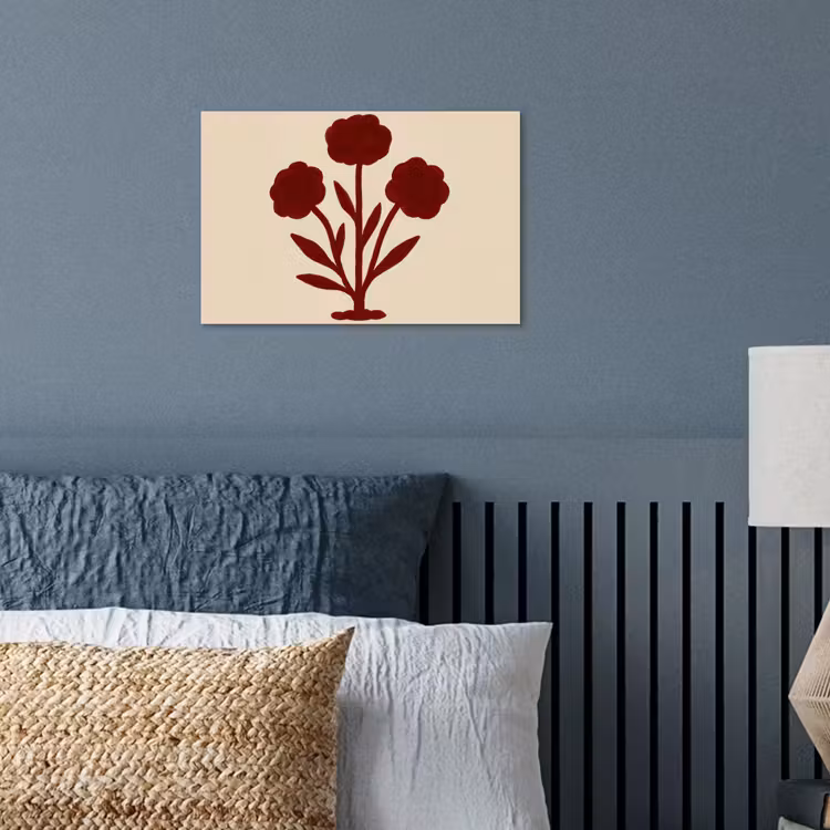 Bloemen - Bladeren - Rood - Minimalistisch poster papier klein -sfeer2