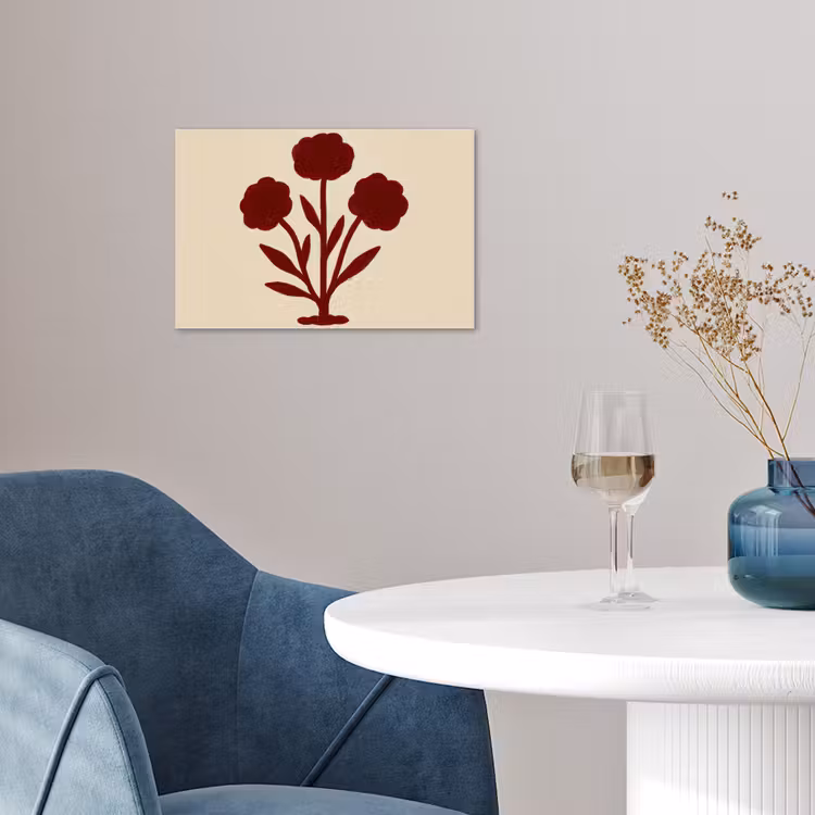 Bloemen - Bladeren - Rood - Minimalistisch poster papier klein -sfeer3